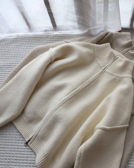 Loose All-match Solid Color Premium Sweater Coat