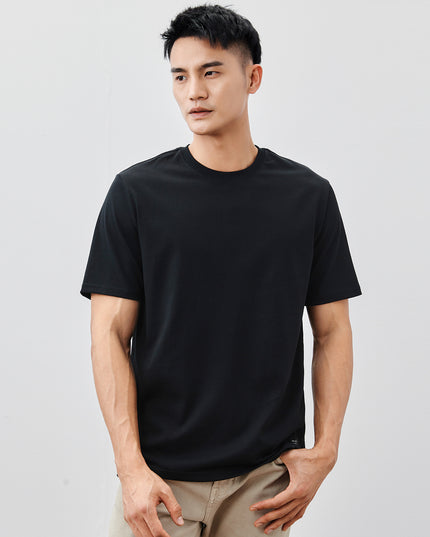 Heavy Cotton Men's Short Sleeve T-shirt American Casual Solid Color Crewneck