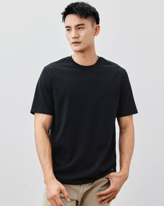 Heavy Cotton Men's Short Sleeve T-shirt American Casual Solid Color Crewneck