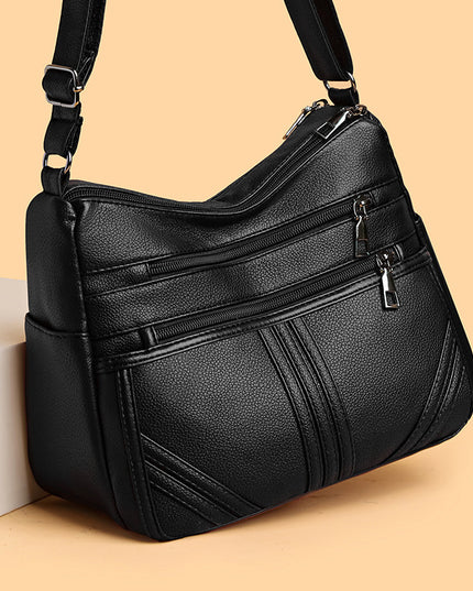 New Soft Leather Textured Crossbody Bag For Middle-aged People Women