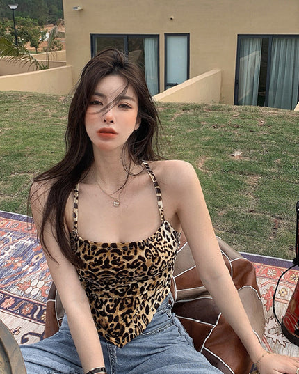 New Lace-up Summer Women's Leopard Print Short Top