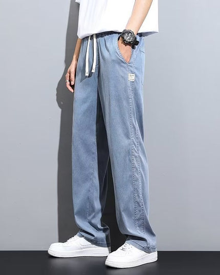 Men's Straight Tube Loose Ice Silk Wide Leg Pants