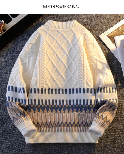 Knitwear All-match Loose Contrast Color Warm Coat