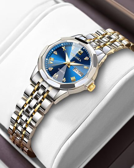 Diamond Double Calendar Waterproof Luminous Watch