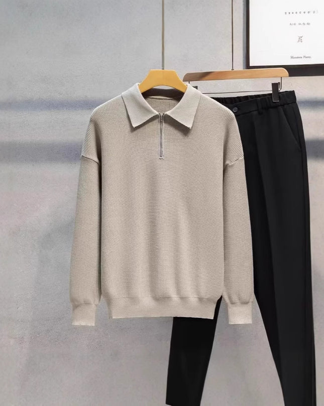 Polo Collar Slim Fit All-matching Base Sweater