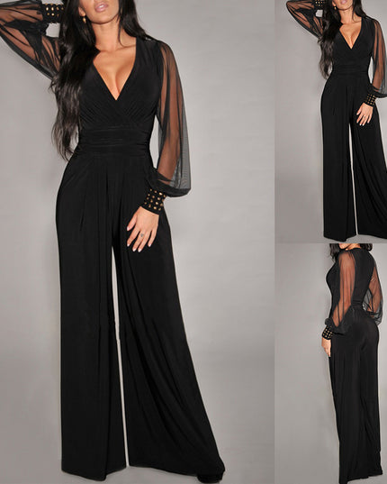 Fashion Personality Women's Rivet Straight Jumpsuit