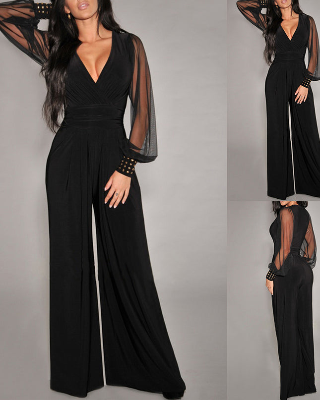 Fashion Personality Women's Rivet Straight Jumpsuit