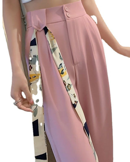 High Waist Narrow Version Ice Silk Wide-leg Pants Drape