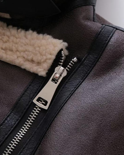 Women's Suede Fur Integrated Motorcycle Jacket