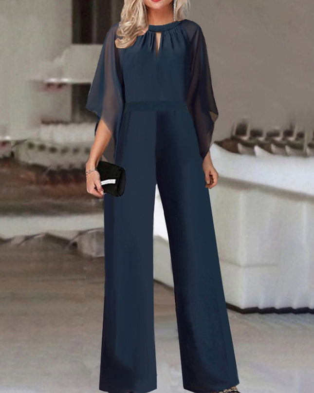 Women's Solid Color Short-sleeved Fashion Jumpsuit