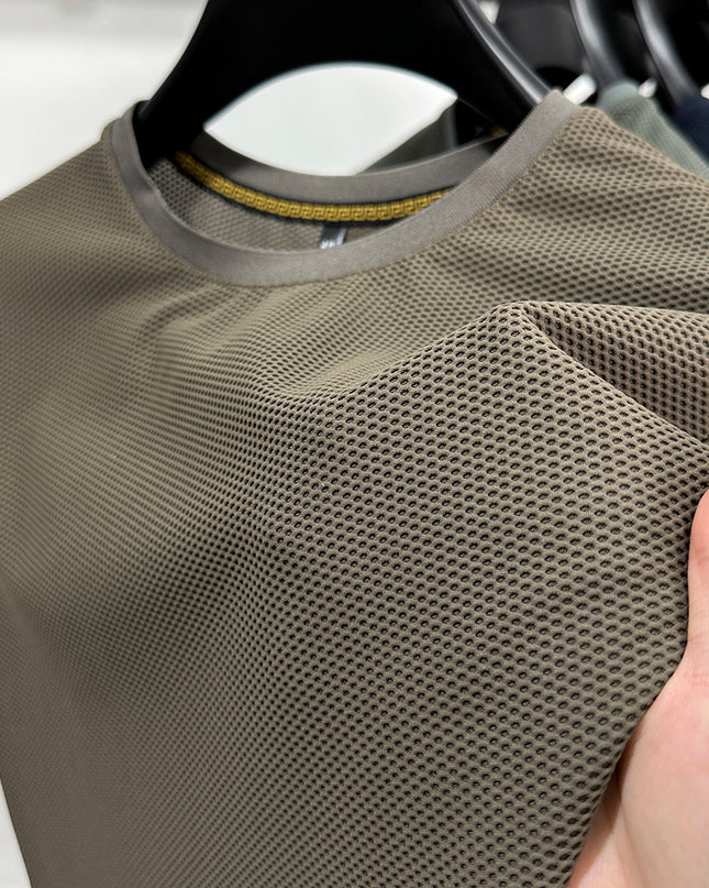 Men's Fashionable Casual Breathable Mesh Round Neck Short Sleeve T-shirt