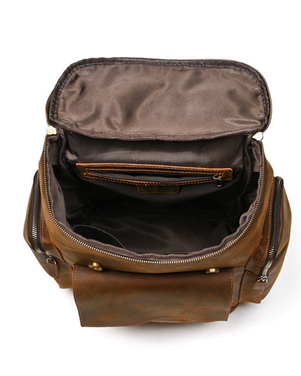 Crazy Horse Leather Men's Leather Backpack First Layer Cowhide