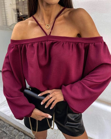 Spring Halter Women's Top Long Sleeve
