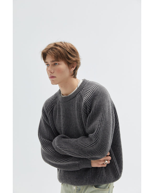 Retro Brocade Men’s Round Neck Sweater – Vintage Printed Pullover Knitwear