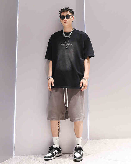 Gradient Washed Fashionable T-shirt Men's Fashion Couple Short Sleeve