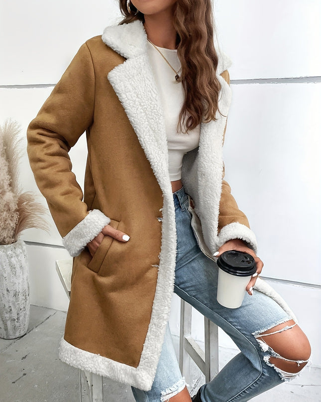Women's Long-sleeved Lapel Deerskin Velvet Thick Woolen Coat