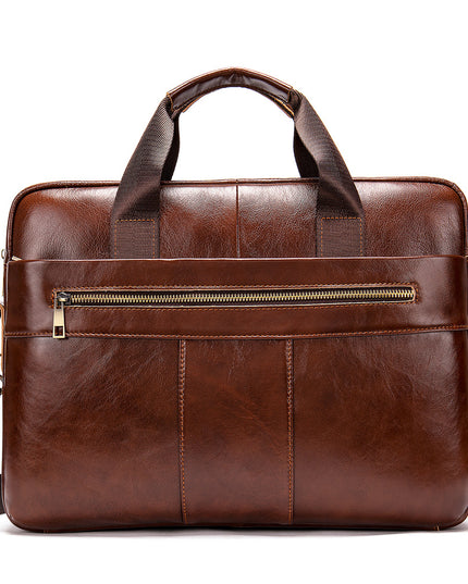 Retro Leather Casual Briefcase for Men | Light Business Handbag (First Layer Cowhide)