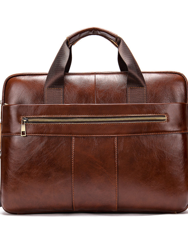 Retro Leather Casual Briefcase for Men | Light Business Handbag (First Layer Cowhide)