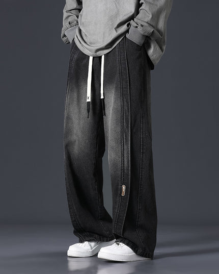 Retro Patchwork Washed Oversized Jeans Men