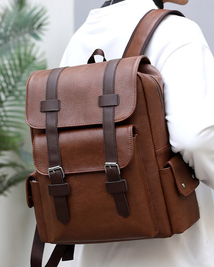 Retro Men's PU Backpack Computer Bag