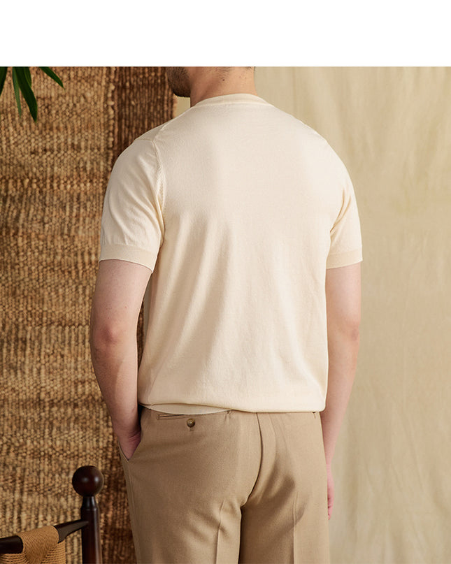 Men's Summer Breathable Tencel Cotton Round Neck Short Sleeve T-shirt