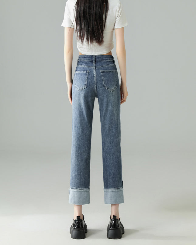 Contrast Color Stretchy Straight-leg Pants Children