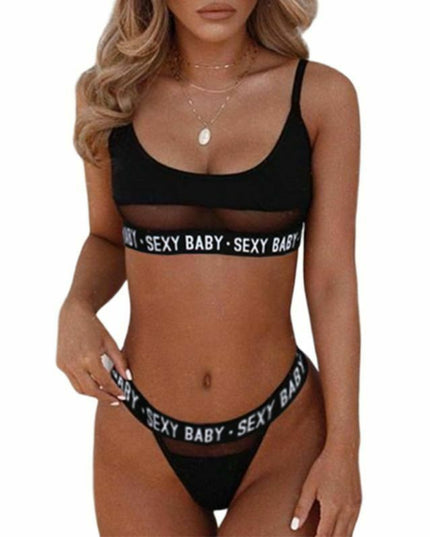 Sexy openwork letters split bikini