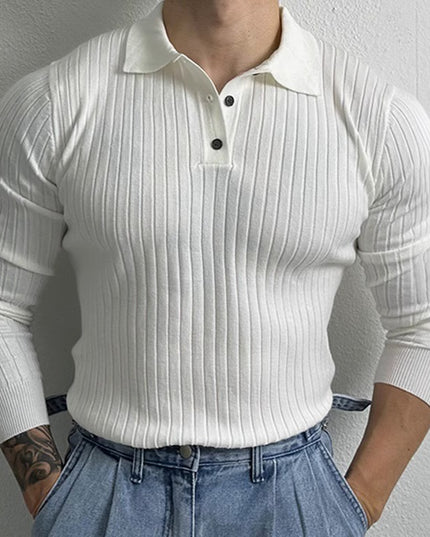 Slim-fit Long-sleeved Polo Shirt Retro Loose Half Zipper Sweater