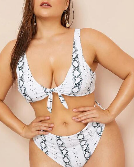 Sexy plus size knotted high waist ladies swimwear