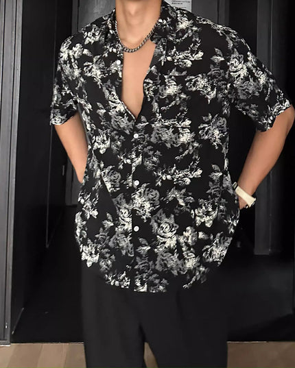 Vacation Style Loose Casual Pendant Short Sleeve Printed Shirt