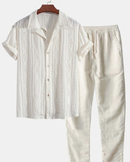 Loose Short Sleeve Shirt Trousers Suit Men