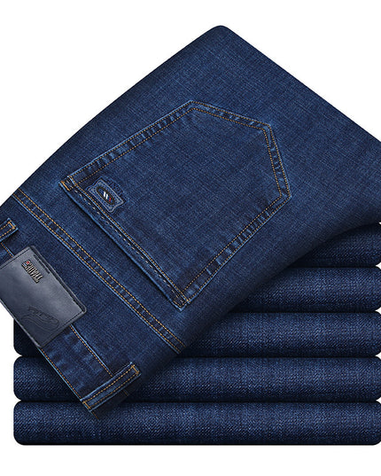 Autumn And Winter Thick Business Straight-leg Men's Jeans
