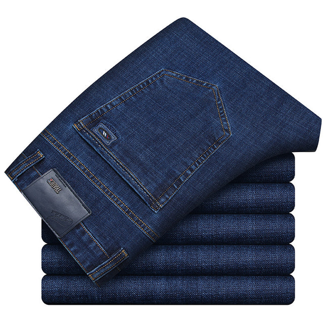 Autumn And Winter Thick Business Straight-leg Men's Jeans
