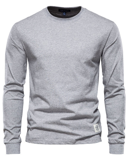 Men's Solid Color Round Neck Long-sleeved Top T-shirt