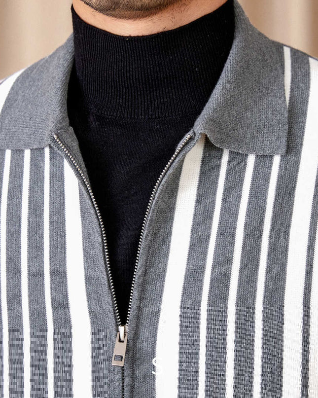 Autumn And Winter Wild Striped Cotton Men's Cardigan Commuter Trendy Men