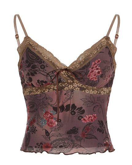 American Retro Flower Print Camisole