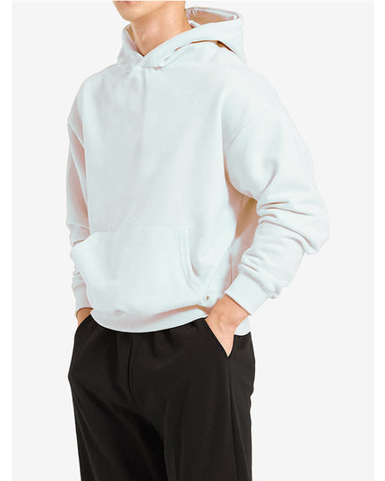 Terry Cotton Solid Color Sports Drop Shoulder Port Hoodie