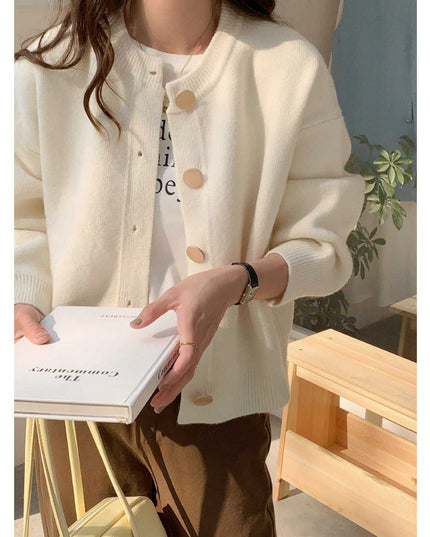 Button Knitted Cardigan Women's Sweater Korean Style Loose Soft Glutinous