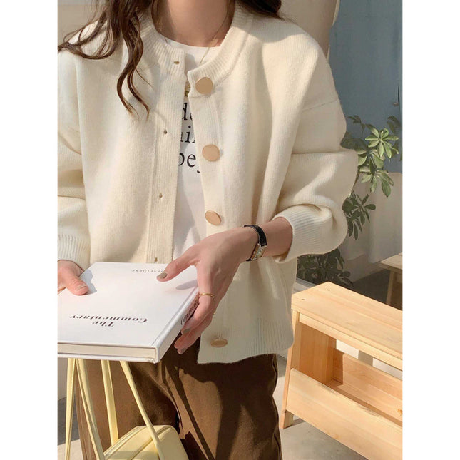 Button Knitted Cardigan Women's Sweater Korean Style Loose Soft Glutinous