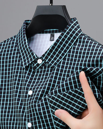 Long Sleeve Fine Plaid Shirt For Men Spring And Autumn