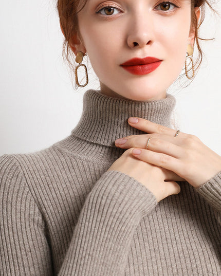 Simple Temperament High Collar Sweater Women's FallWinter Slim Short Pullover