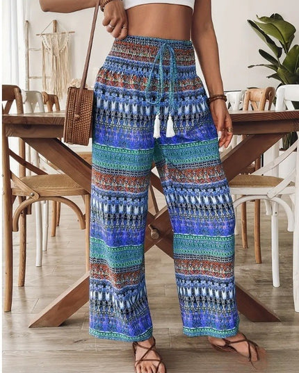 Women's Printed Wear Casual High Waist Elastic Trousers