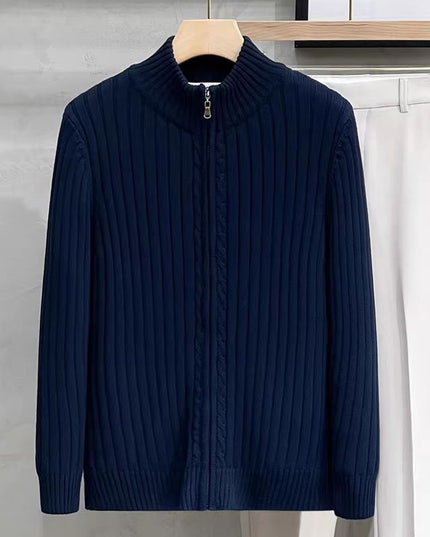 Cardigan Sweater Solid Color Zipper Outerwear Sweater Men's Coat