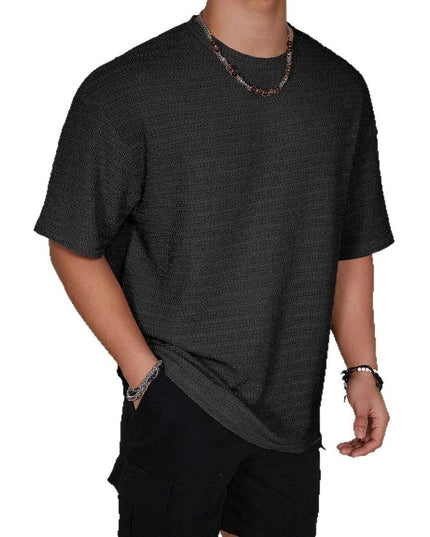 Men's Loose Hollow Solid Color Flow Round Neck T-shirt