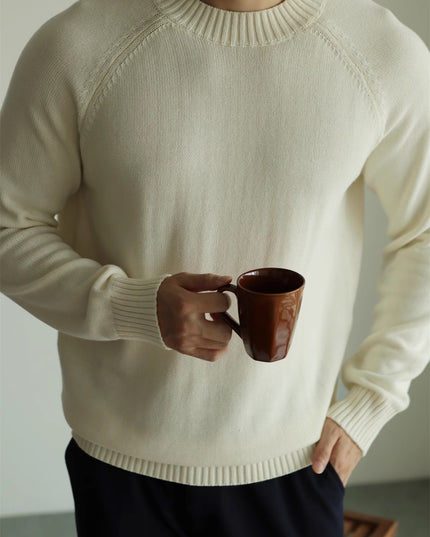 Long-staple Cotton Sweater Sweater Cotton Round Neck Pullover Retro Casual Sweater