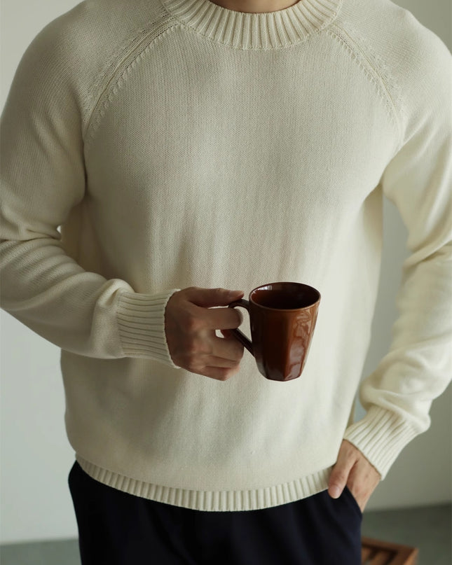 Long-staple Cotton Sweater Sweater Cotton Round Neck Pullover Retro Casual Sweater