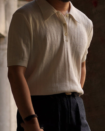 Men's Short-sleeved Lapel Knitted Polo Shirt