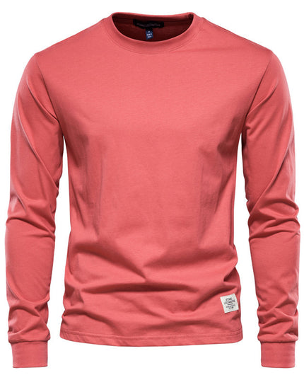 Men's Solid Color Round Neck Long-sleeved Top T-shirt