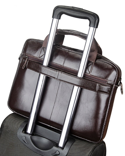 Cowhide Men's Briefcase Business Large Capacity Handbag