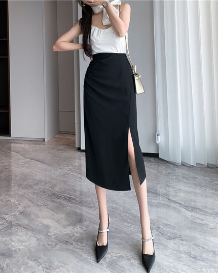 One-Step Skirt Hip Skirt Slimming Mid-length Skirt High Slit